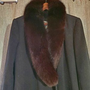Fox Collar Winter Coat, Long Mid-Calf